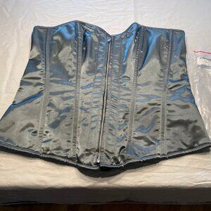 Daisy “Top Drawer” *Gently Loved* Gunmetal Grey Satin Corset, Sized 3XL